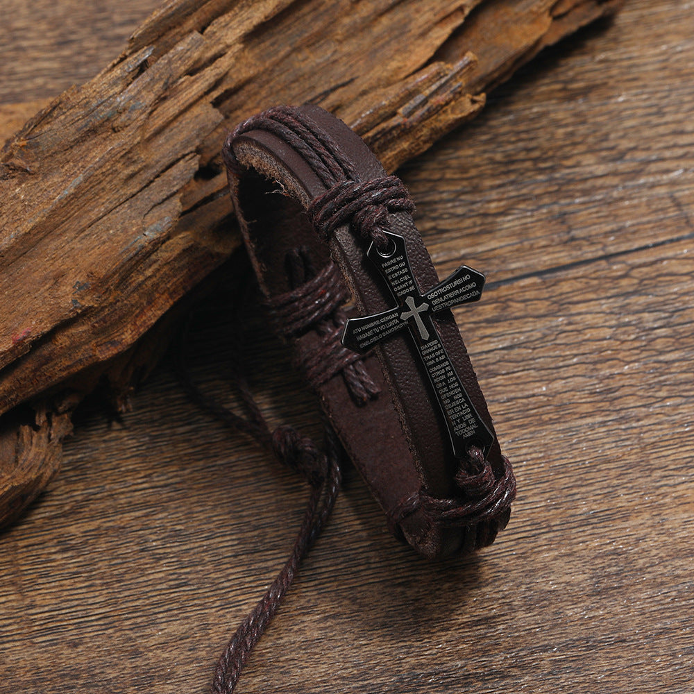 Christian Leather Bracelet Set (3 packs）