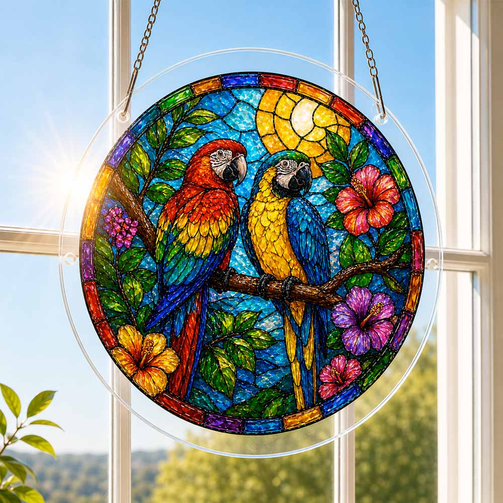 Acrylic Jigsaw Puzzle Suncatcher - Parrot Paradise