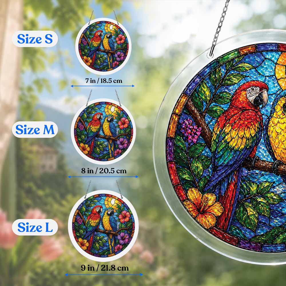 Acrylic Jigsaw Puzzle Suncatcher - Parrot Paradise