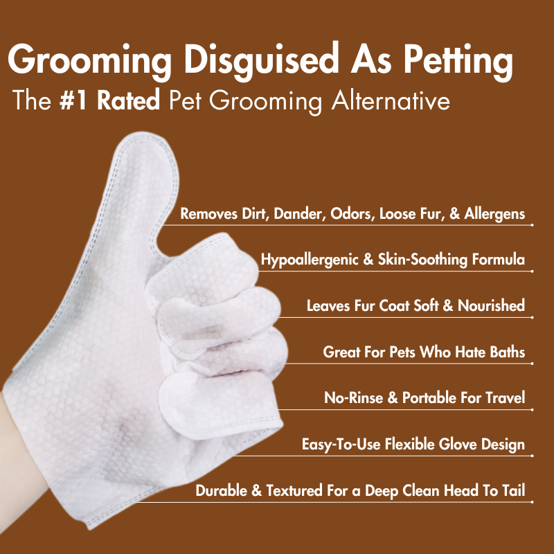 BFF PETS Deodorizing Cat & Dog Grooming Glove Wipes