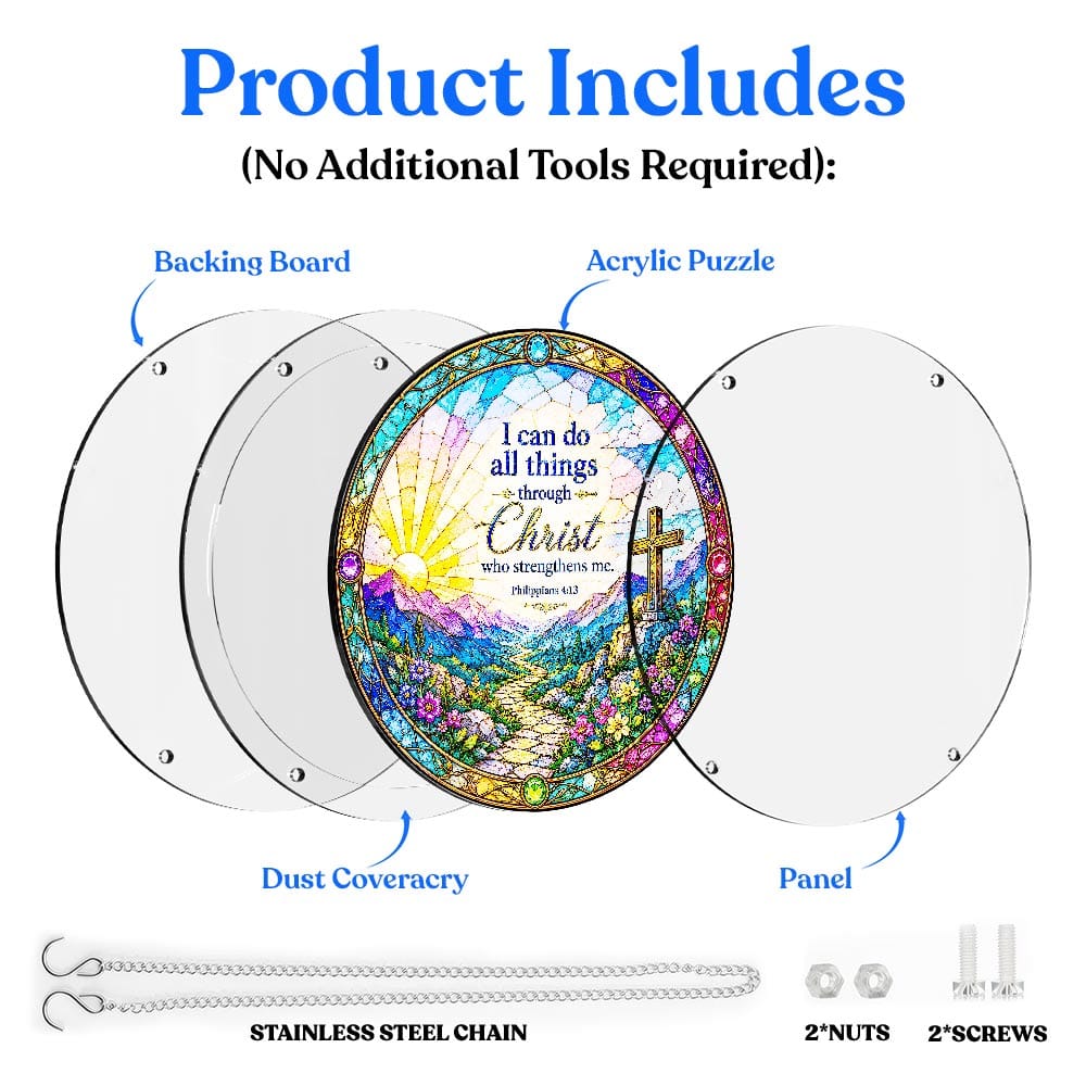 Acrylic Jigsaw Puzzle Suncatcher - Philippians 4:13