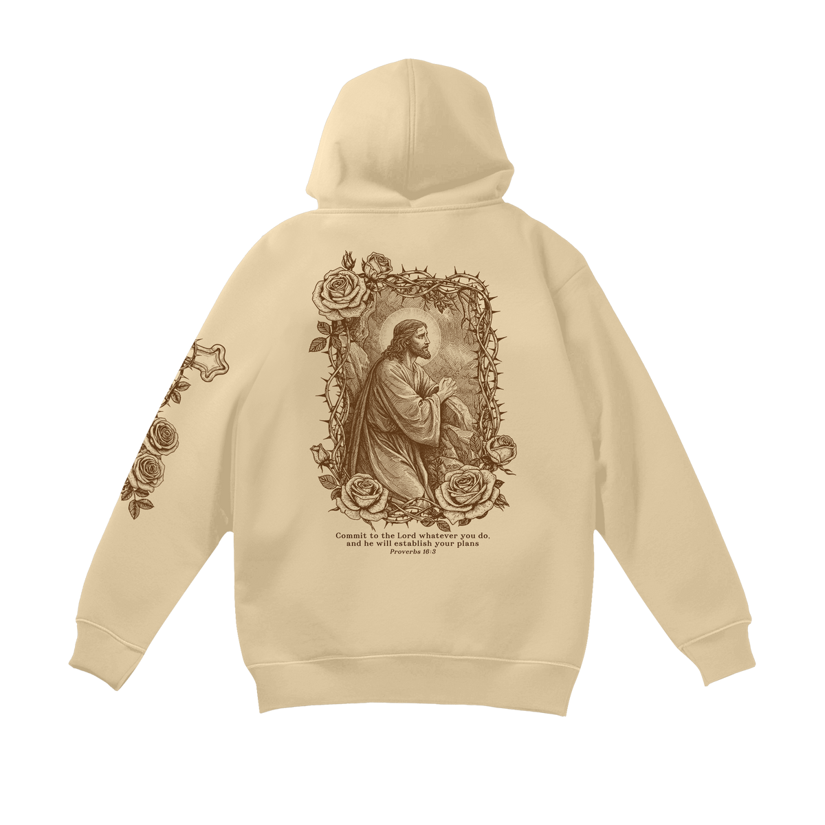 Proverbs 16:3 Hoodie - Cream