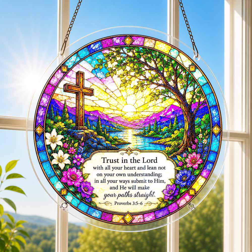 Acrylic Jigsaw Puzzle Suncatcher - Proverbs 3:5-6