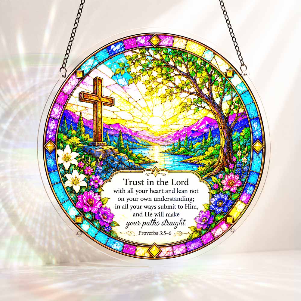 Acrylic Jigsaw Puzzle Suncatcher - Proverbs 3:5-6