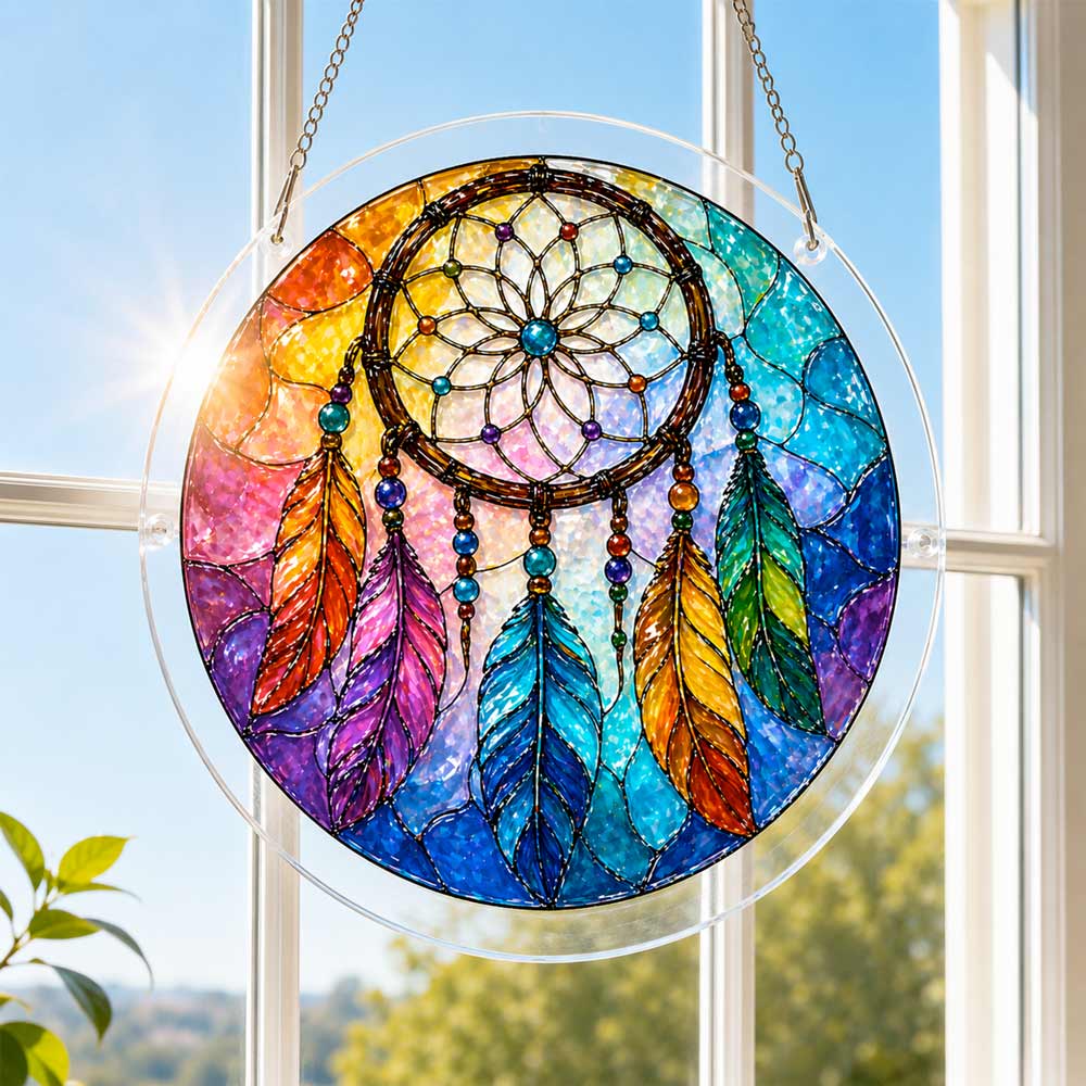 Acrylic Jigsaw Puzzle Suncatcher - Rainbow Dreamcatcher