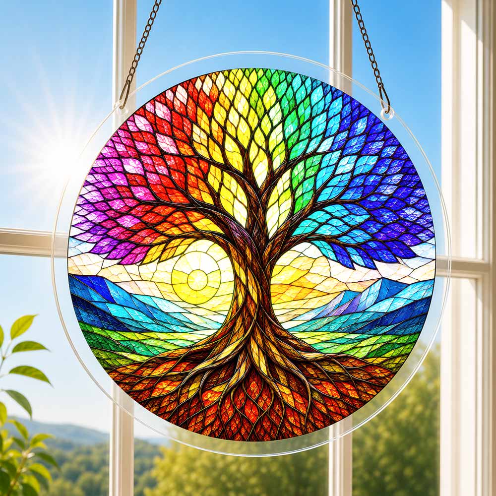 Acrylic Jigsaw Puzzle Suncatcher - Rainbow Tree