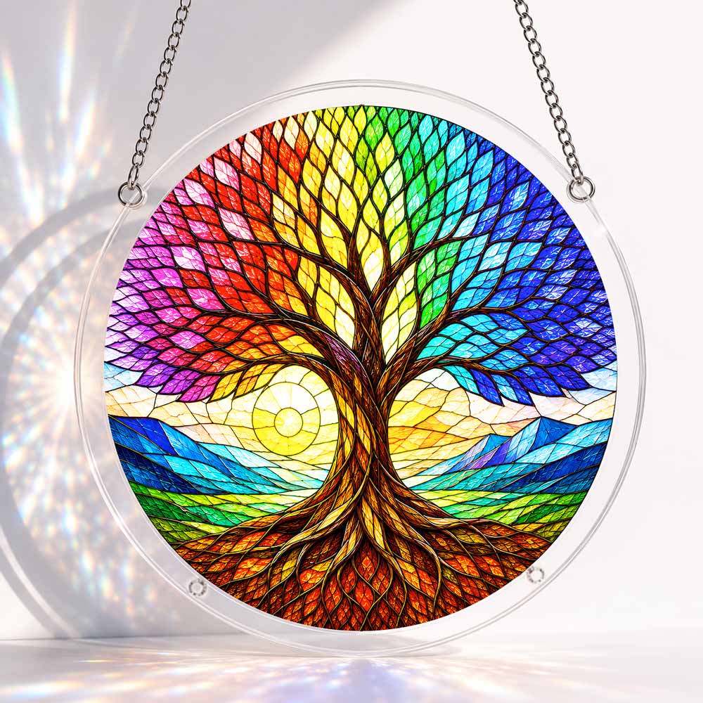 Acrylic Jigsaw Puzzle Suncatcher - Rainbow Tree