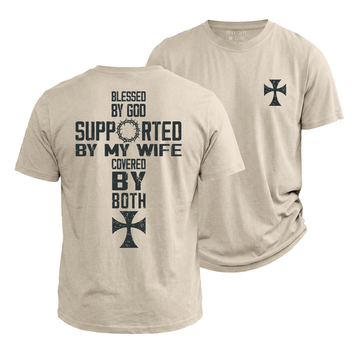 Covered By God And Wife Cotton T-Shirt