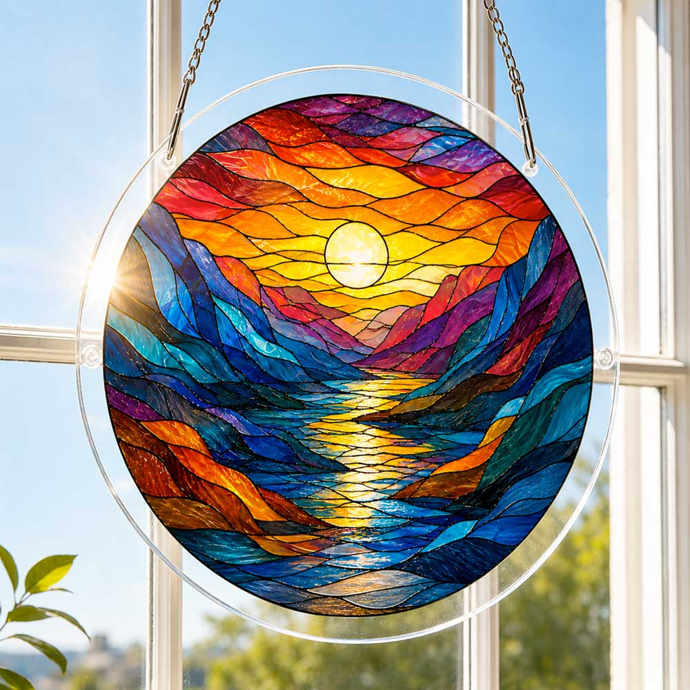 Acrylic Jigsaw Puzzle Suncatcher - Sunset River