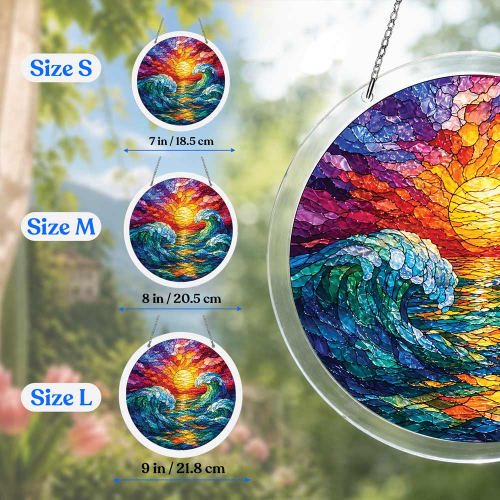 Acrylic Jigsaw Puzzle Suncatcher - Sunset Waves