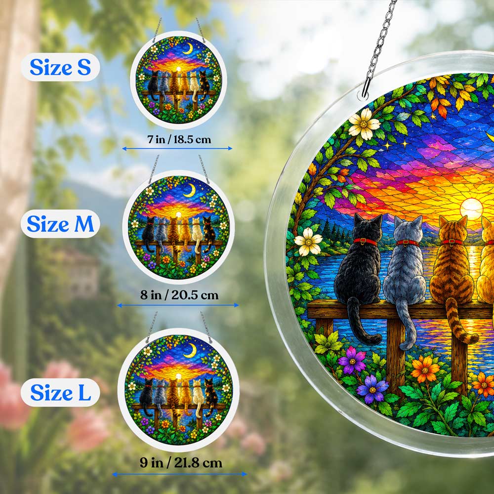 Acrylic Jigsaw Puzzle Suncatcher - Twilight Cats