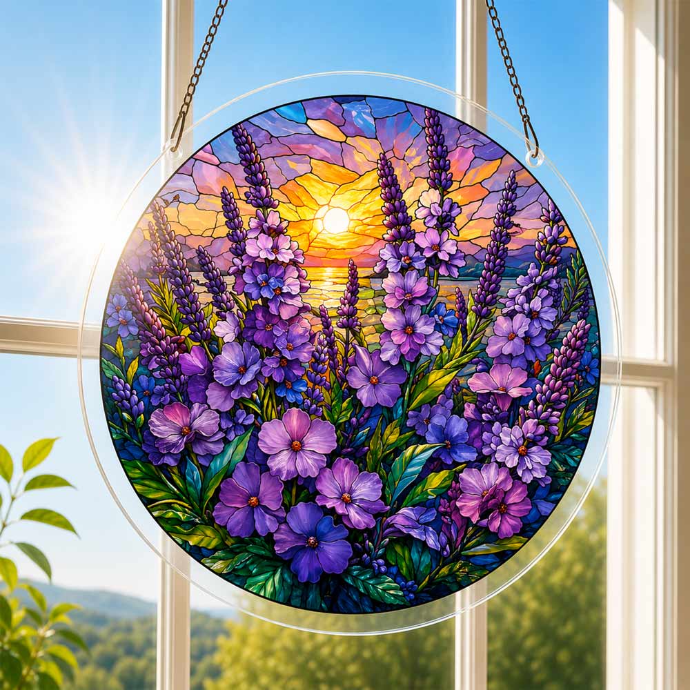 Acrylic Jigsaw Puzzle Suncatcher - Violet Sunset