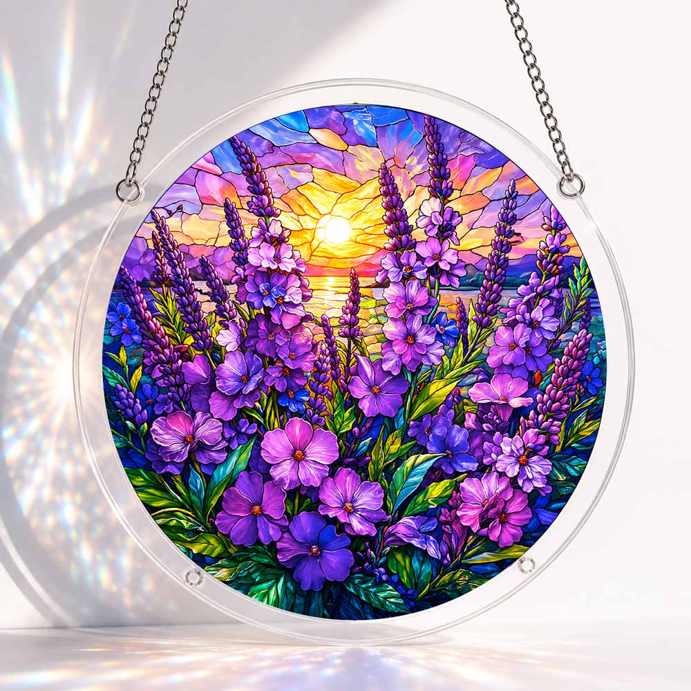 Acrylic Jigsaw Puzzle Suncatcher - Violet Sunset