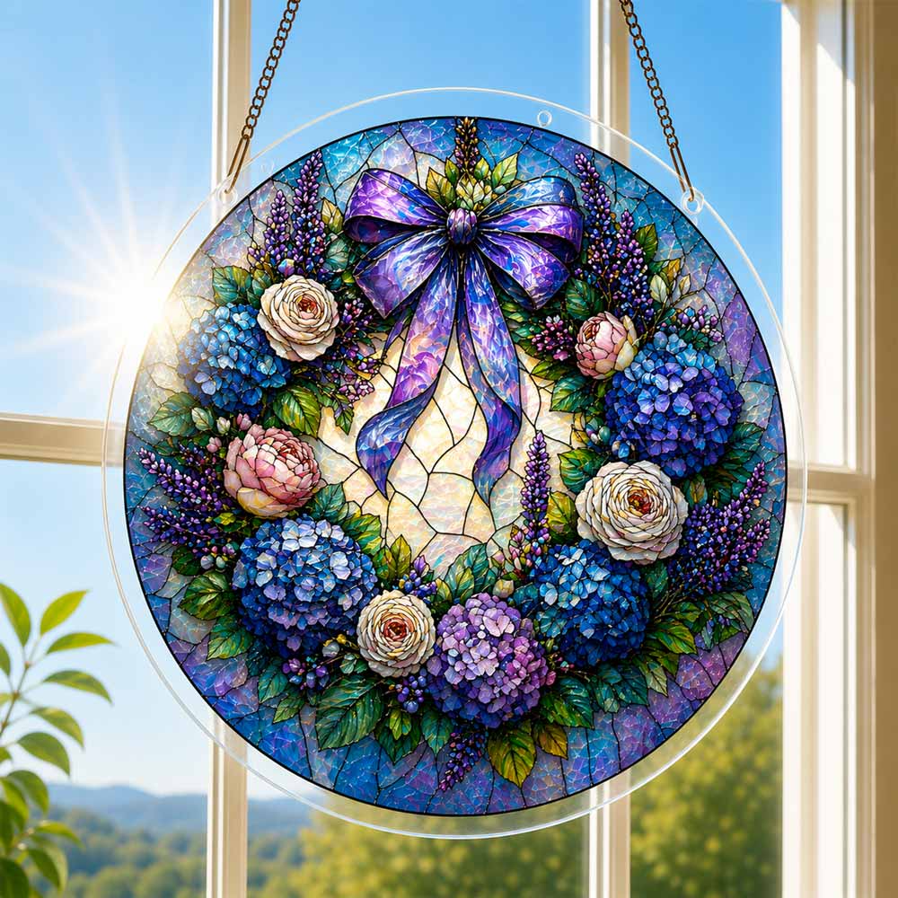 Acrylic Jigsaw Puzzle Suncatcher - Violet Wreath