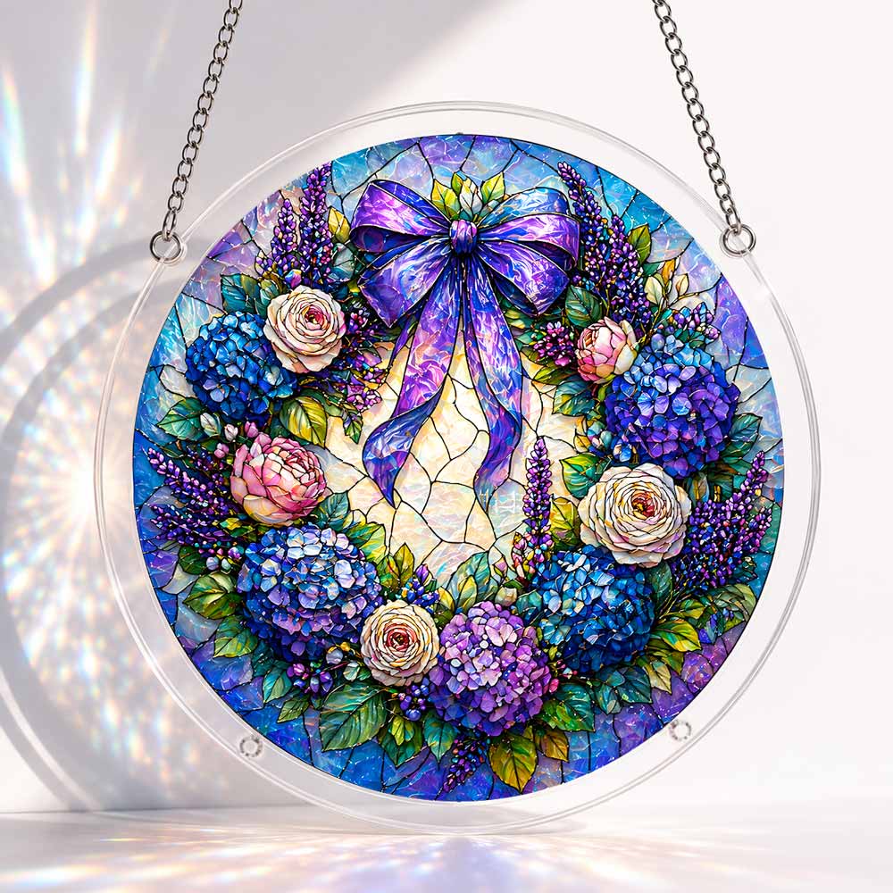 Acrylic Jigsaw Puzzle Suncatcher - Violet Wreath