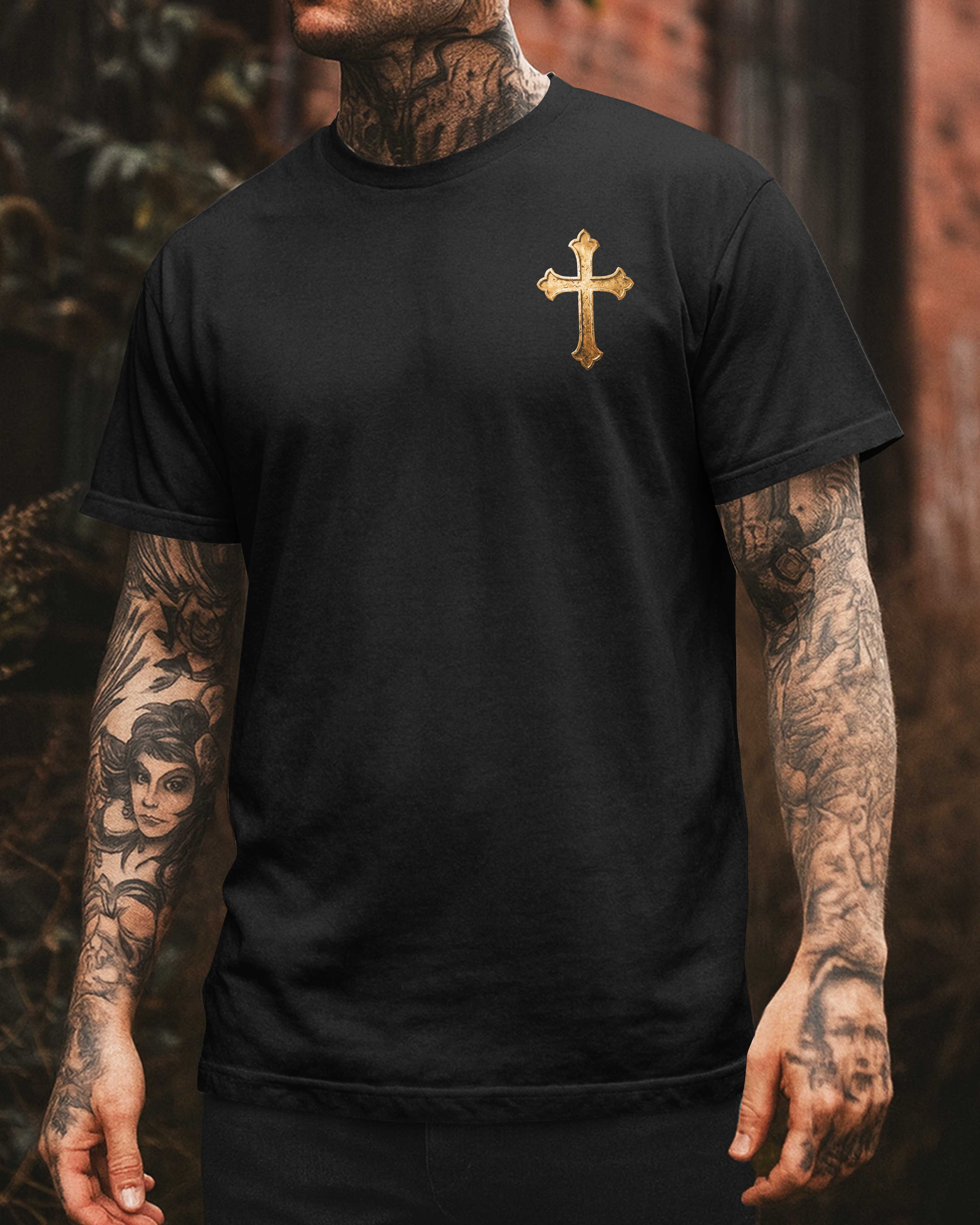 Gold cross front