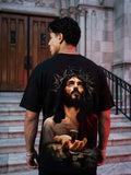 Crown Of Thorns Realistic Faith Portrait Printed Men's T-shirt