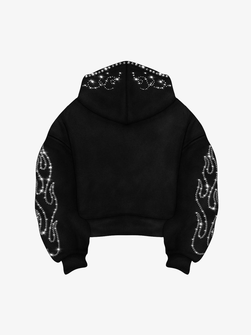 Flame Rhinestone Boxy Fit Hoodie