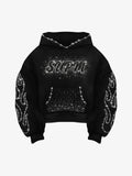 Flame Rhinestone Boxy Fit Hoodie