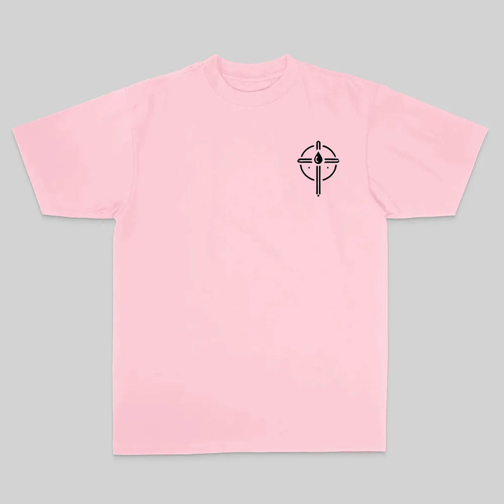 Christian And Tattooed Praying Hands Rose Bible Verse Printed Men's T-shirt