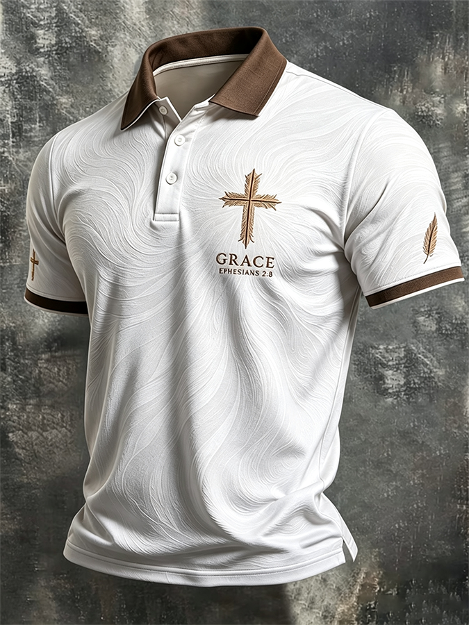 Men's Print Cross Art Polo Shirt