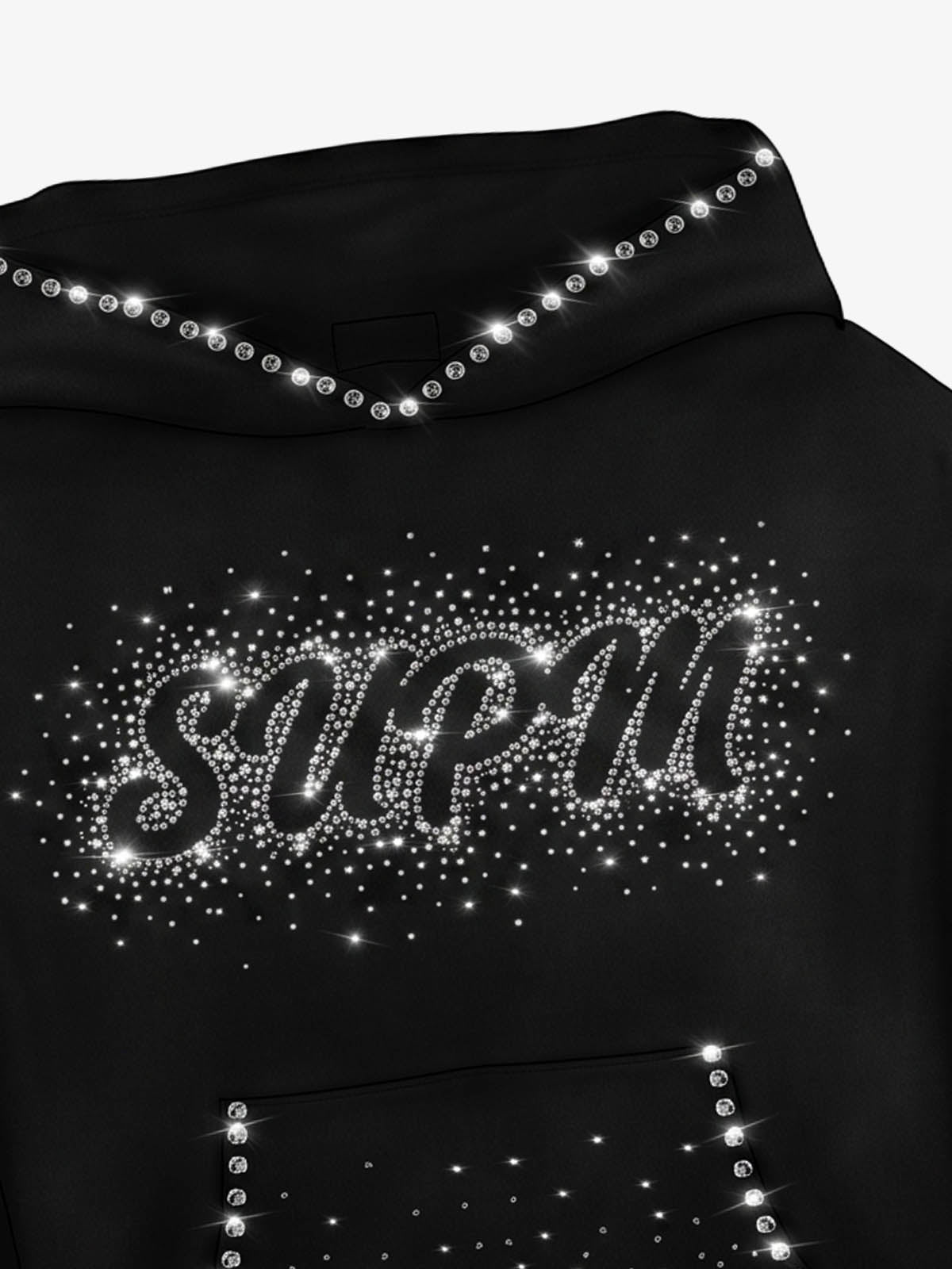 Flame Rhinestone Boxy Fit Hoodie