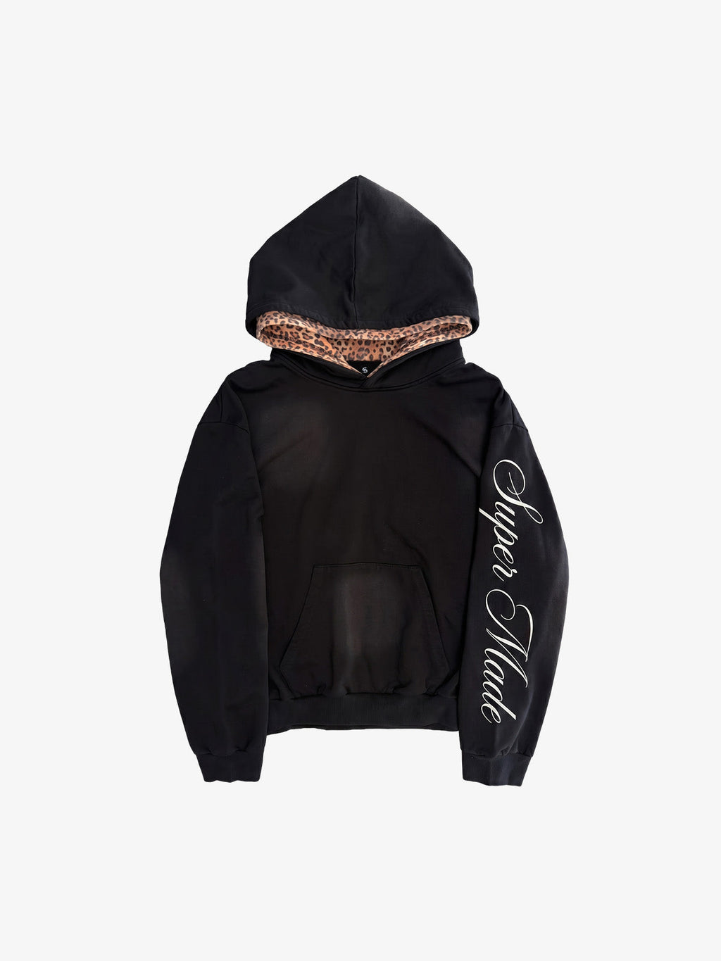 Distressed Leopard Pattern Layered Boxy Hoodie