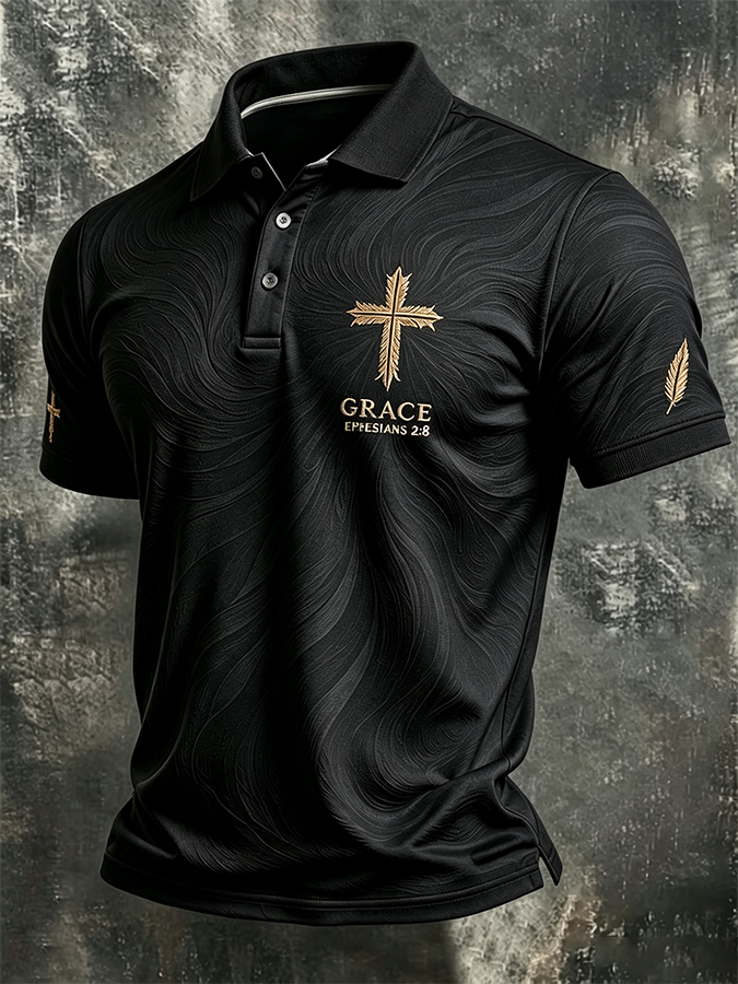 Men's Print Cross Art Polo Shirt