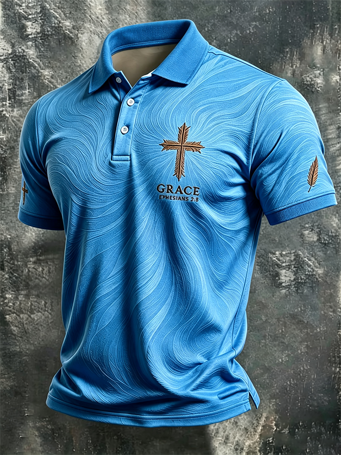 Men's Print Cross Art Polo Shirt