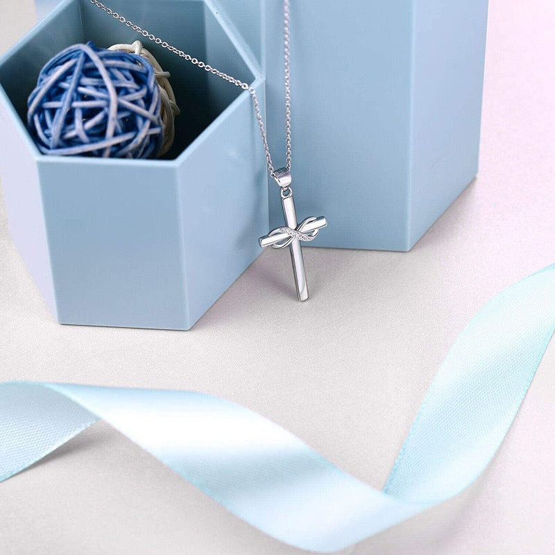 925 Sterling Silver Infinity Cross Women's Necklace