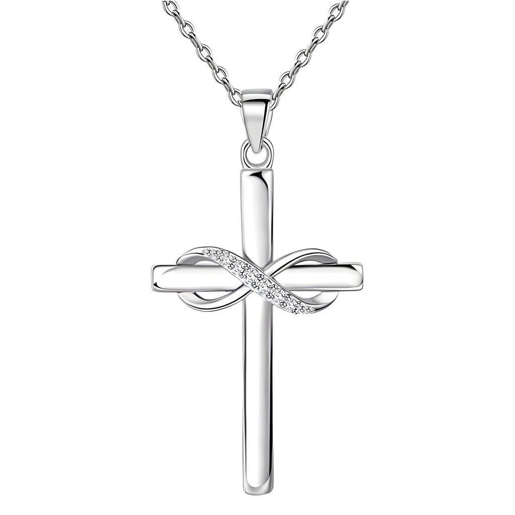 925 Sterling Silver Infinity Cross Women's Necklace