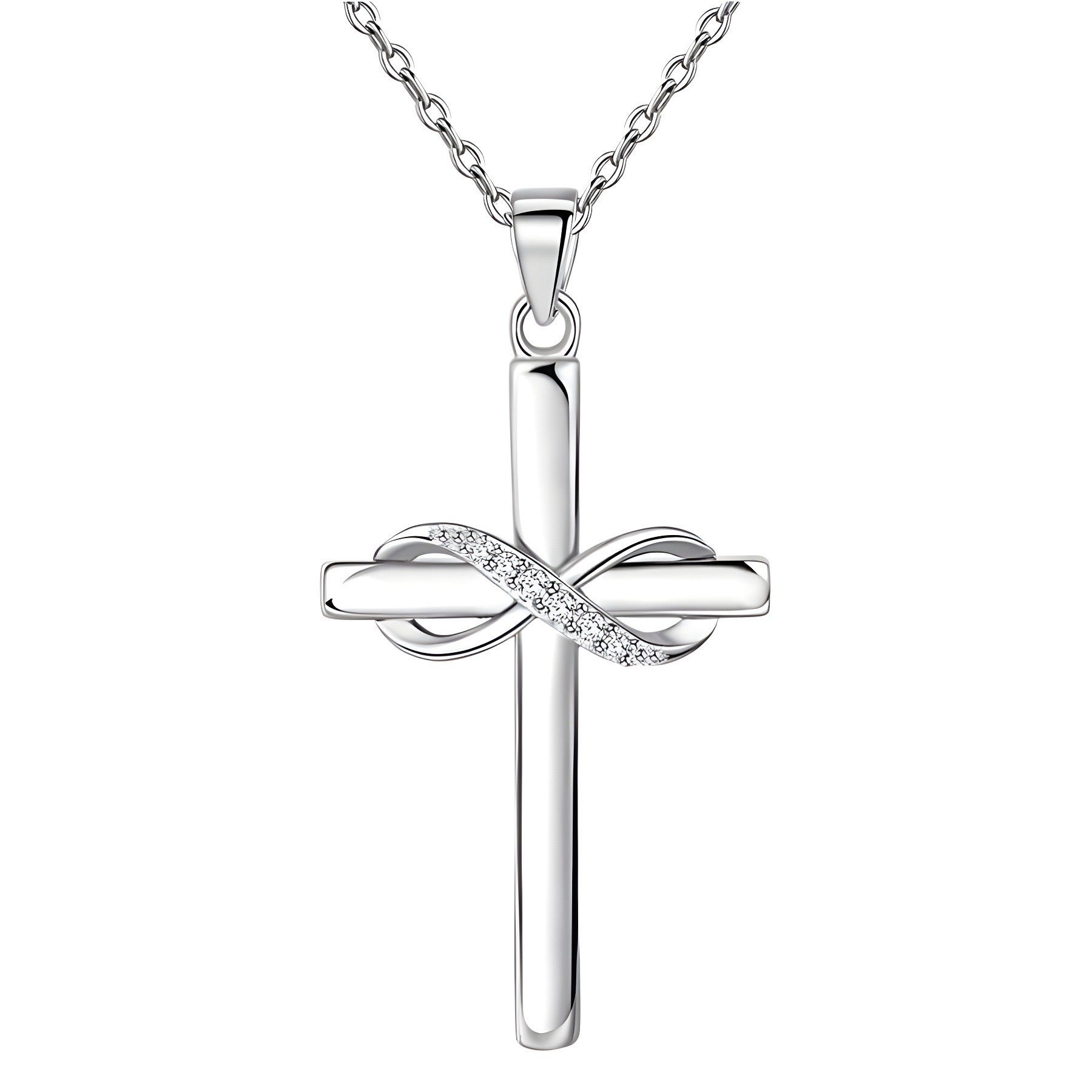 925 Sterling Silver Infinity Cross Women's Necklace