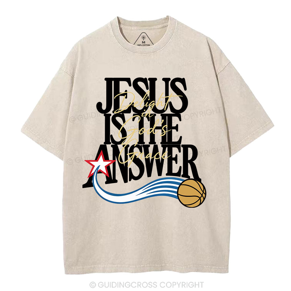 Jesus The Answer Christian Washed T-Shirt