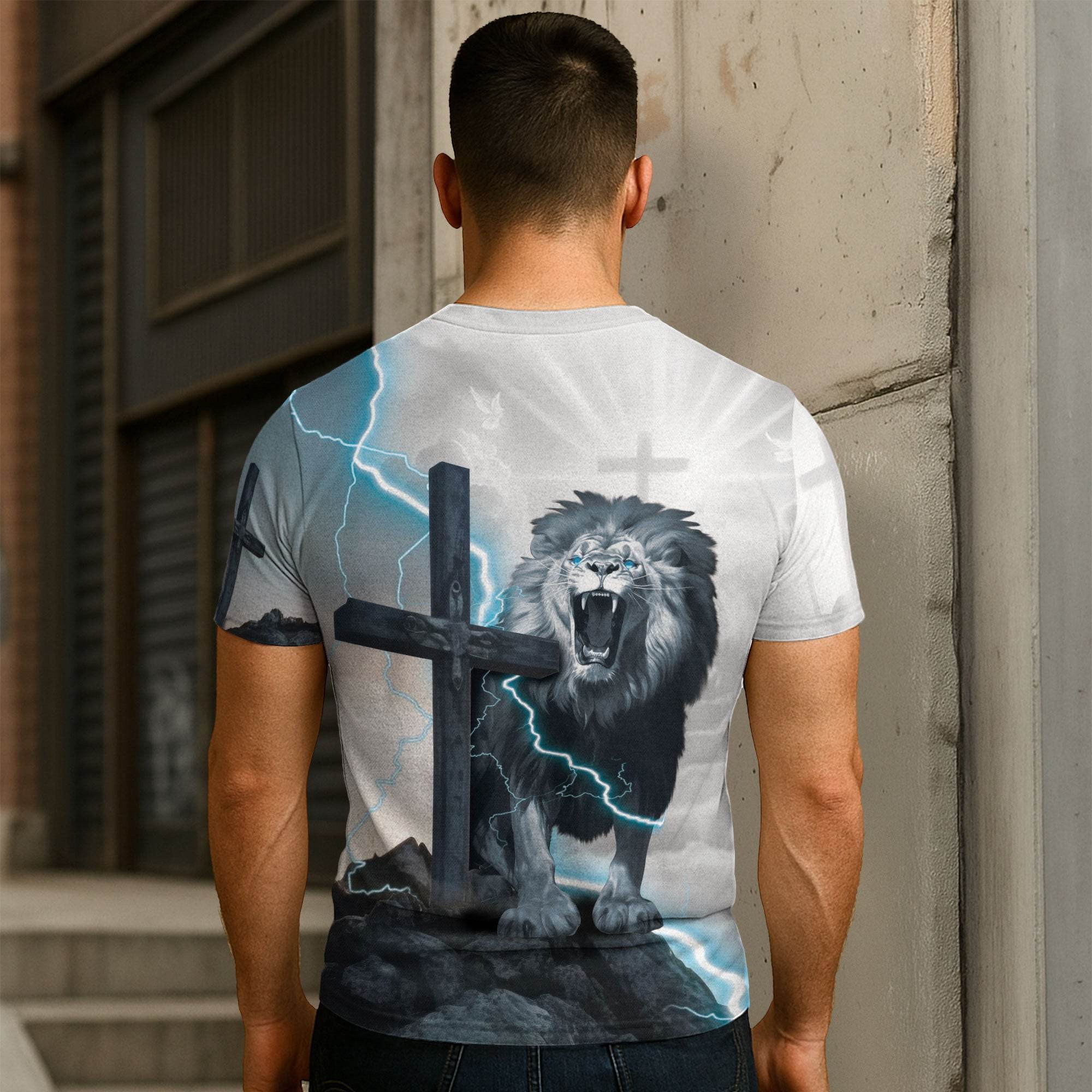 Lightning Roar – I Can’t But I Know A Guy Lion Cross T-shirt