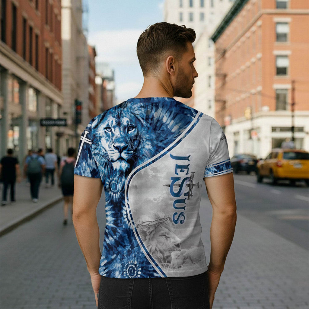 Jesus The Way The Truth The Life Bold Blue Lion Tee (2 Side Version)