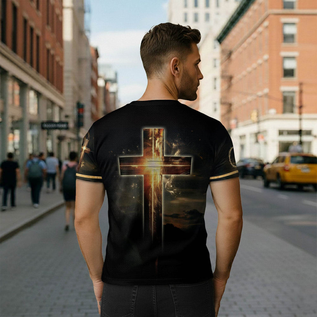 Faith Over Fear Lion and Cross Double-Sided Christian T-Shirt