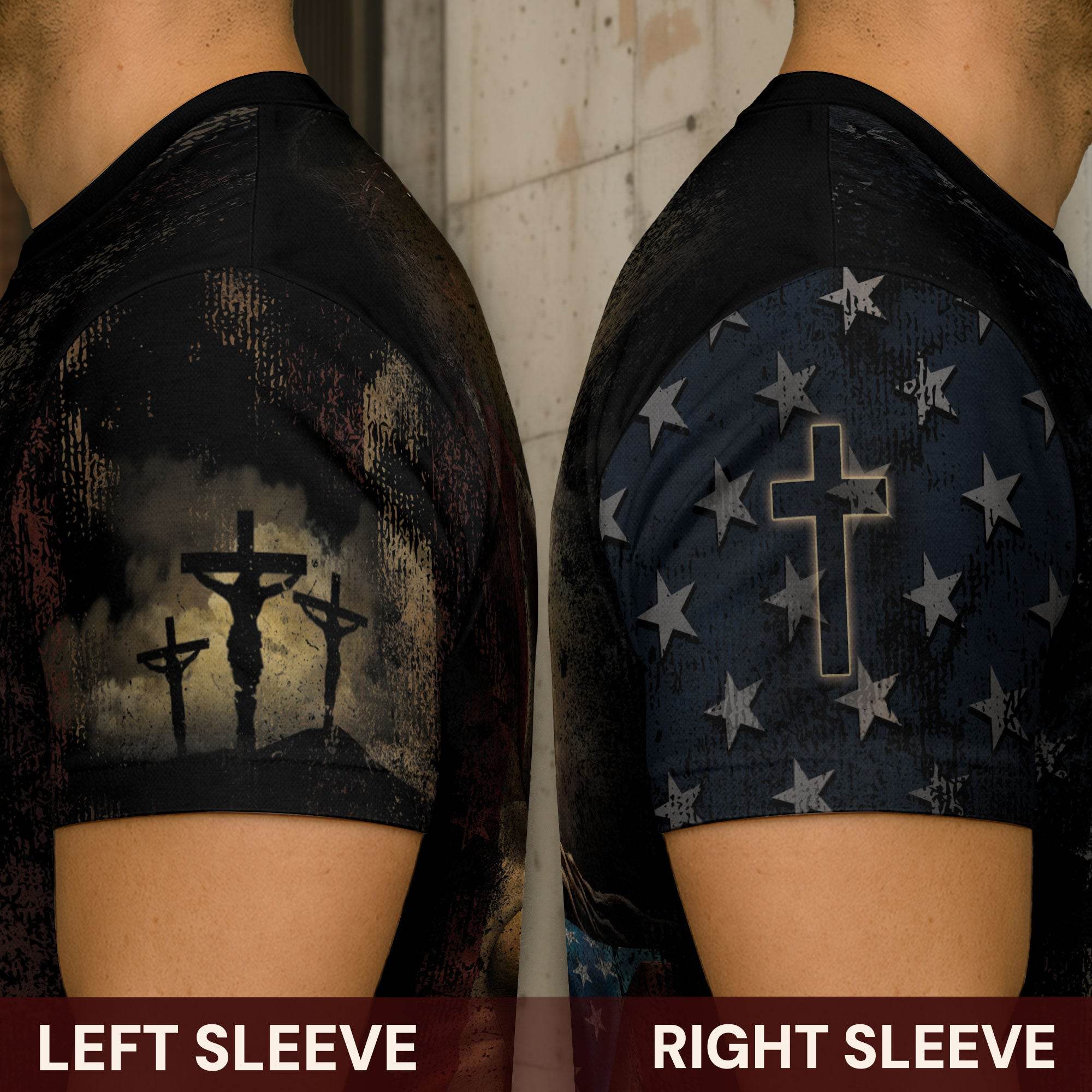 Rooted in Christ | Colossians 2:7 Cross & Vine Christian Patriot Tee