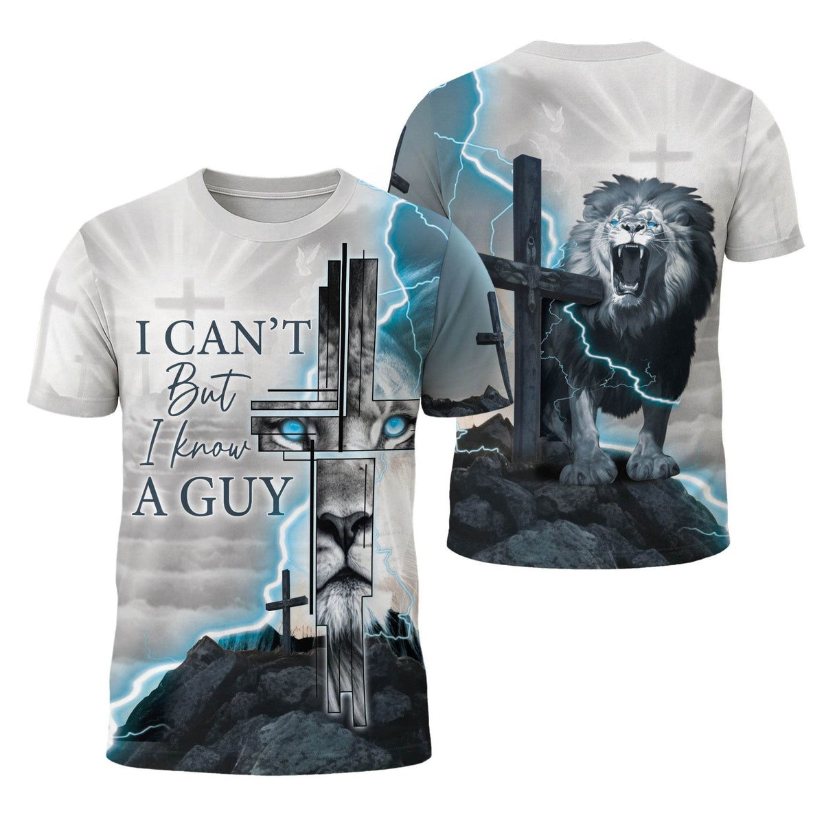 Lightning Roar – I Can’t But I Know A Guy Lion Cross T-shirt