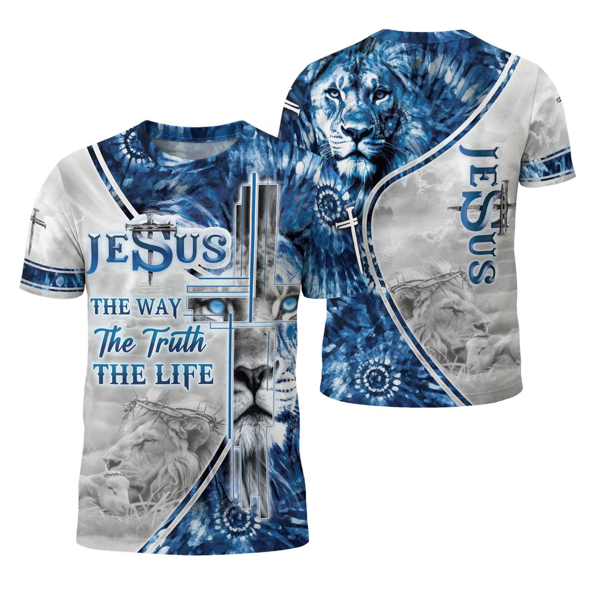Jesus The Way The Truth The Life Bold Blue Lion Tee (2 Side Version)