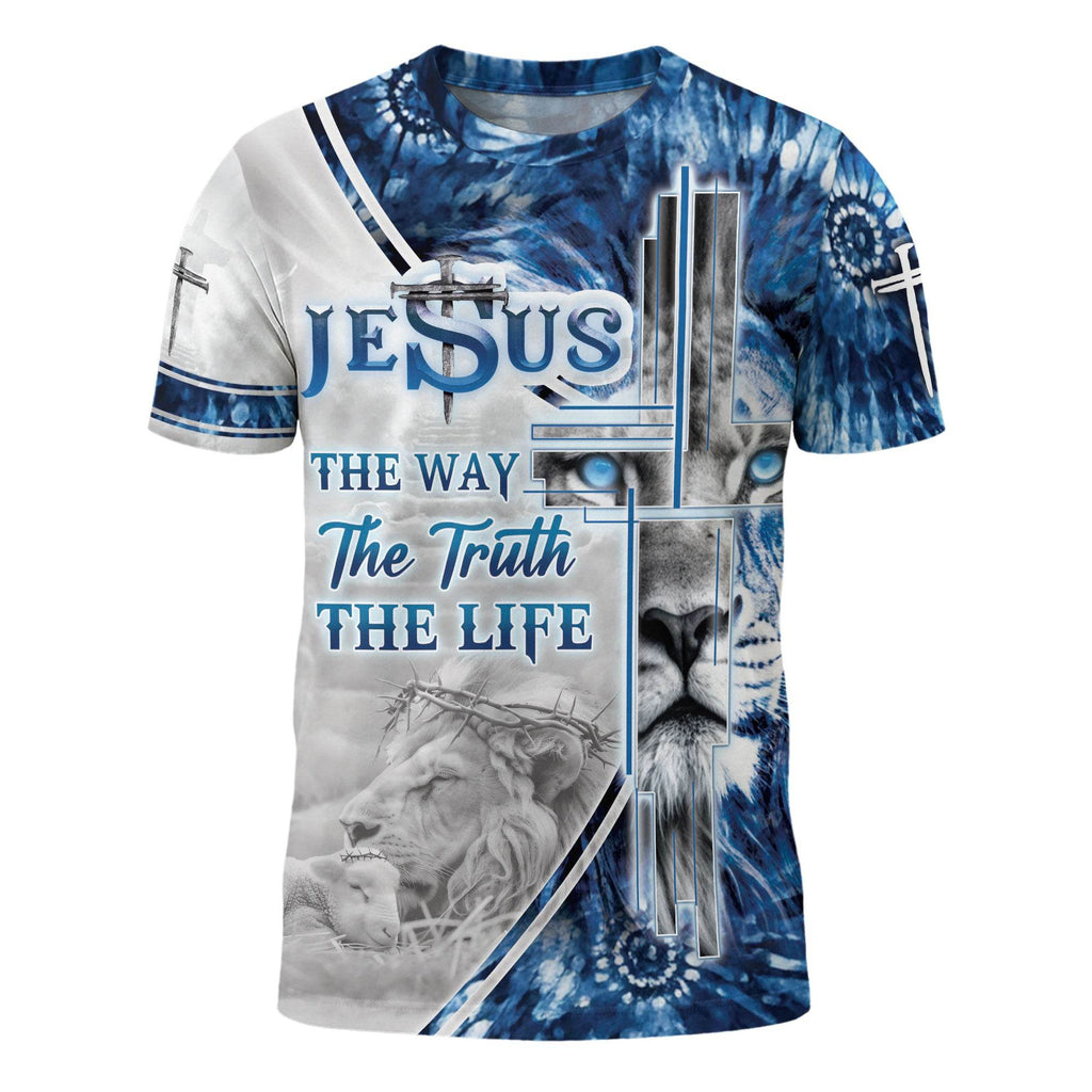 Jesus The Way The Truth The Life Bold Blue Lion Tee (2 Side Version)