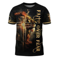 Faith Over Fear Lion and Cross Double-Sided Christian T-Shirt