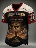 Men's Faith Jesus Printed V-neck T-shirt