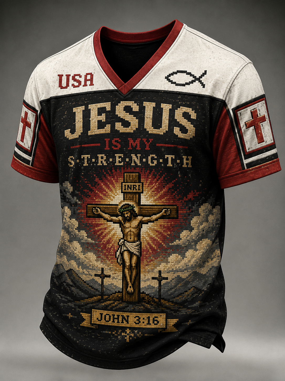 Men's Faith Jesus Printed V-neck T-shirt