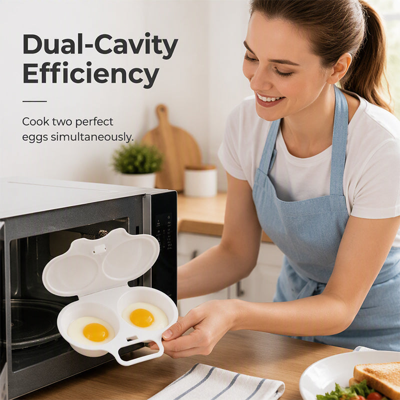⏰Last Day Special Price ￡6.99!!⏰Microwave Egg Poacher – Dual-Cavity Steamer, Rapid Heating, Non-Stick PP – Ideal for Home, Office & Travel! 🔥