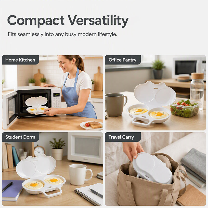 ⏰Last Day Special Price ￡6.99!!⏰Microwave Egg Poacher – Dual-Cavity Steamer, Rapid Heating, Non-Stick PP – Ideal for Home, Office & Travel! 🔥