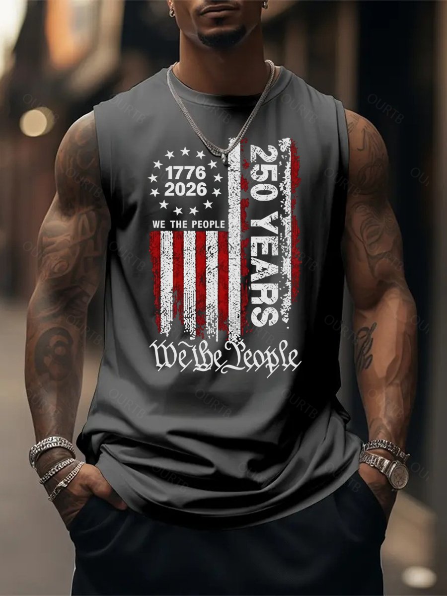 250 Anniversary USA Shirts Mens 250th American Flag Tank Tops 4th of July Tshirt Happy 250 Years Birthday 1776 Tee Menswear