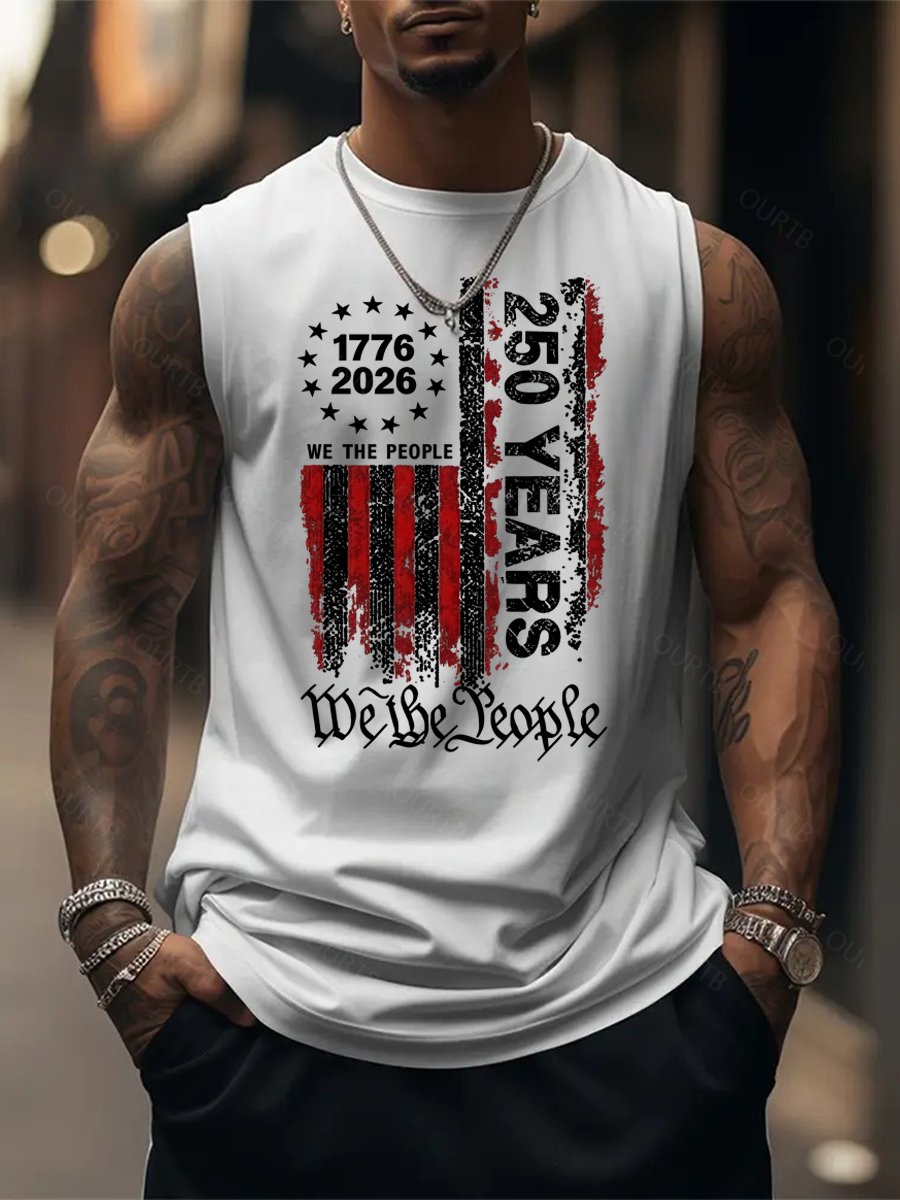 250 Anniversary USA Shirts Mens 250th American Flag Tank Tops 4th of July Tshirt Happy 250 Years Birthday 1776 Tee Menswear