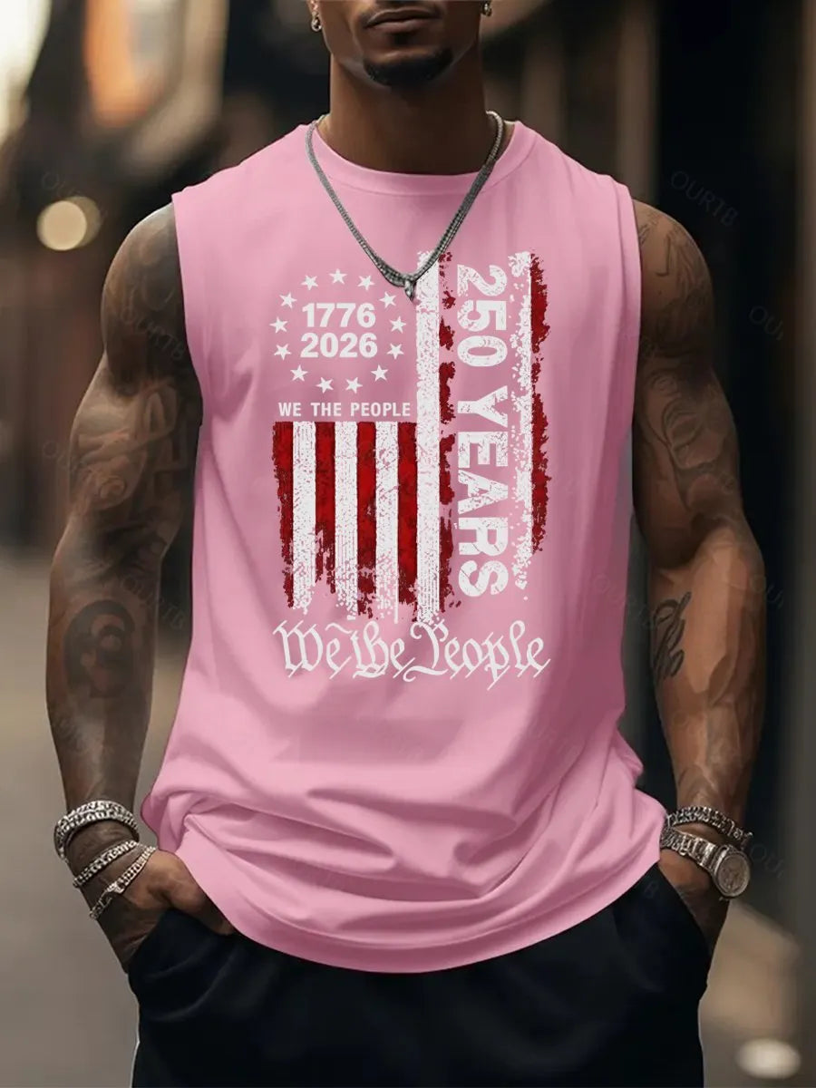 250 Anniversary USA Shirts Mens 250th American Flag Tank Tops 4th of July Tshirt Happy 250 Years Birthday 1776 Tee Menswear