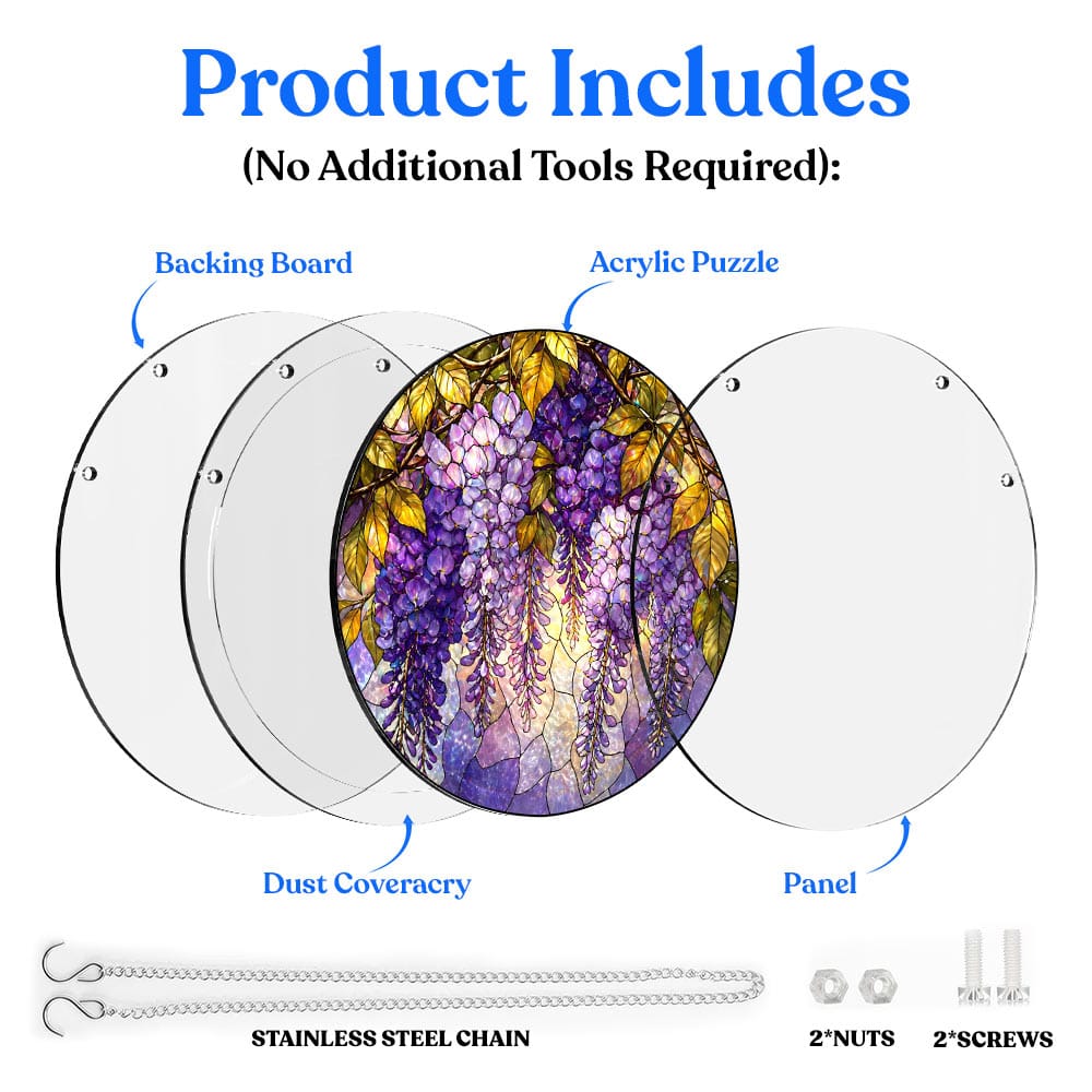 Acrylic Jigsaw Puzzle Suncatcher - Purple Cascade