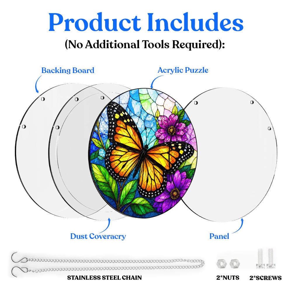 Acrylic Jigsaw Puzzle Suncatcher - Monarch Butterfly